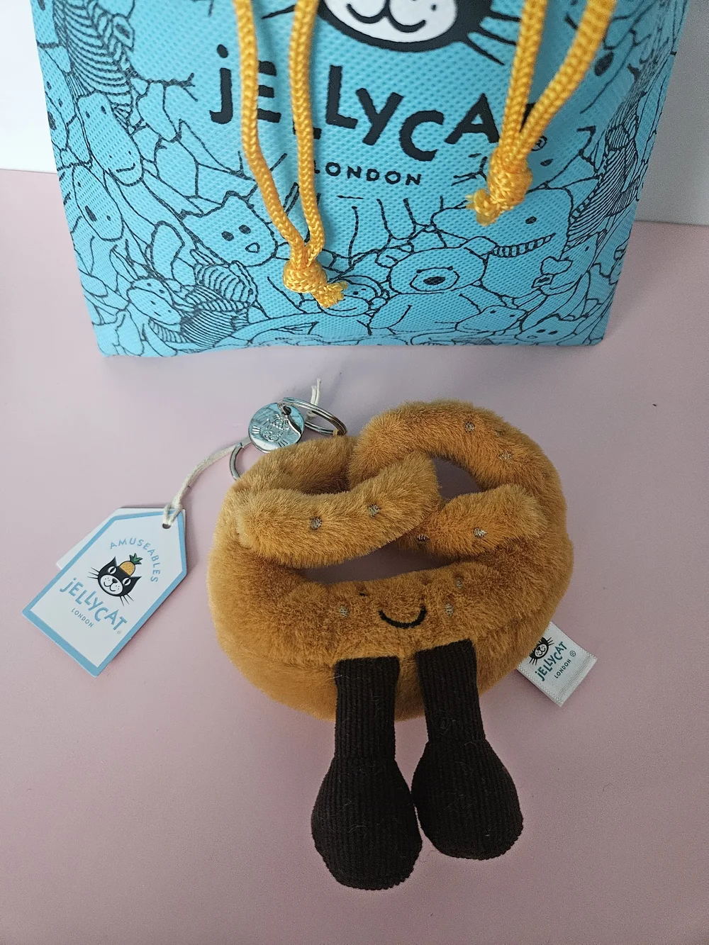 Jellycat Tan Pretzel Keyring - Kids Accessory